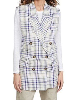 ISABEL MARANT Etoile Plaid Sleeveless Blazer Vest Size 40 / US 10